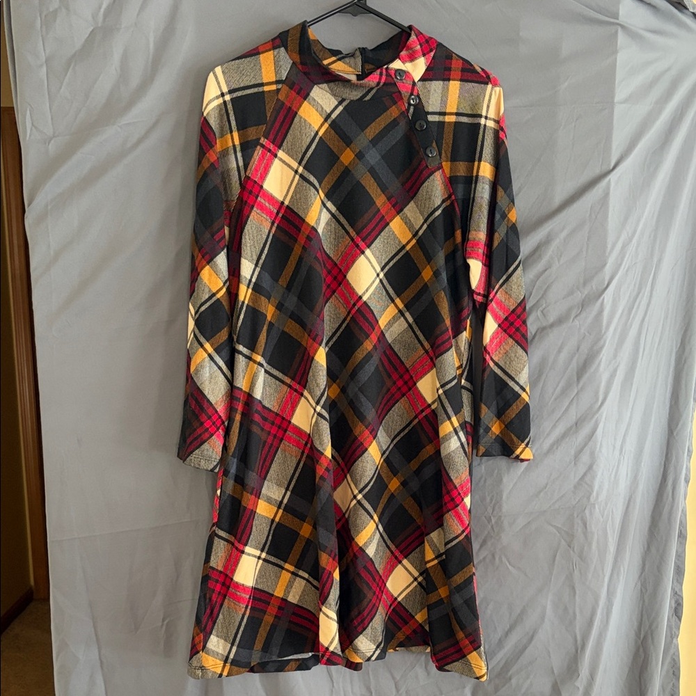 Plaid Long Sleeve Dress